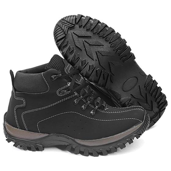 Imagem de Bota Preta Masculina Segurança Coturno Resistente Militar