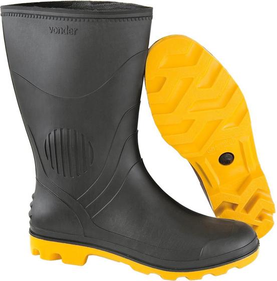 Imagem de Bota pvc 39 cano médio sem forro preto/amarelo ca3151 - Vonder