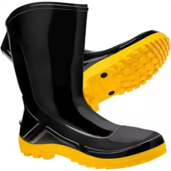 Bota Pvc Marluvas Vulcaflex Preta/Amarela Com Meia Outros
