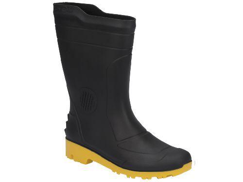 Imagem de Bota Pvc Preto Amarelo Cano Médio com Forro GRENDENE