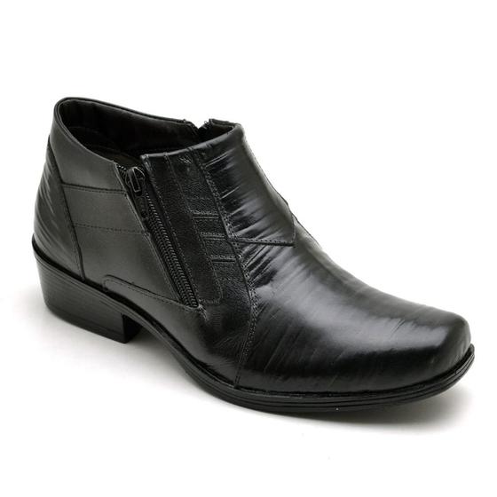 Imagem de Bota Social em Couro Masculina Zíper Lateral Elegante Moda Calce Fácil Confortável