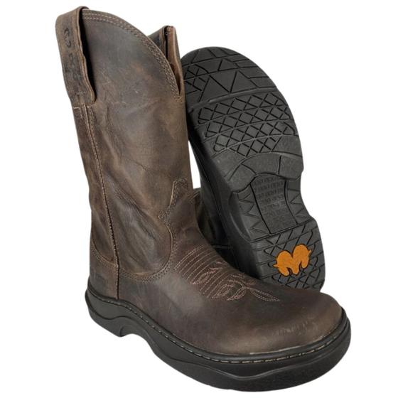 Imagem de Bota Tênis Masculino Country Durango Bico Redondo Couro Marrom