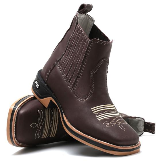 Bota Texana Cano Curto Country Masculina Couro Bico Quadrado R B