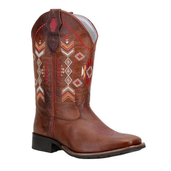 Imagem de Bota Texana Capelli Boots Feminina Couro Bordado Cano Médio