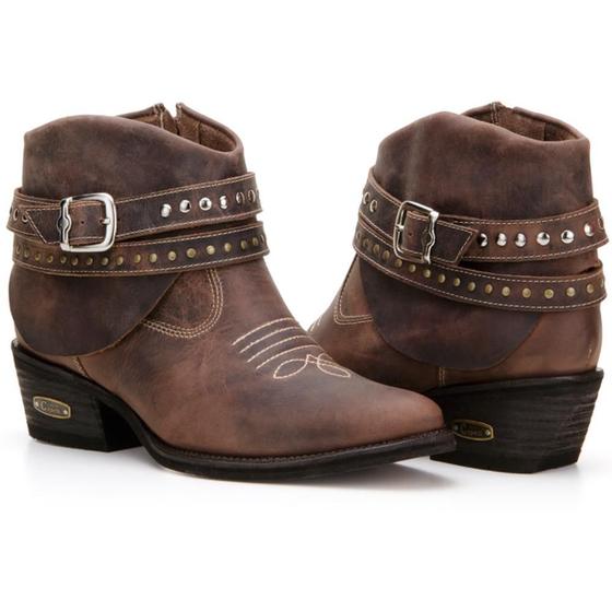 Imagem de Bota Texana Country Capelli Boots em Couro Cano Curto com Fivelas Feminina