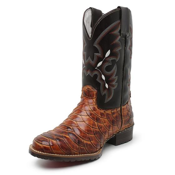 Bota Texana Country Masculina Escamada Whisky De Couro JNA SHOES Menor preço em Bota Texana Country Masculina Escamada Whisky De Couro JNA SHOES