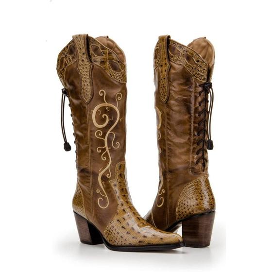 Imagem de Bota Texana Feminina Country Capelli Boots Jacaré Couro