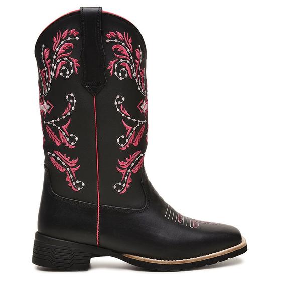 Imagem de Bota Texana Feminina Country Desenho Cruz Bordado em Folhas Lançamento Luxuosa Quentinha Confortável