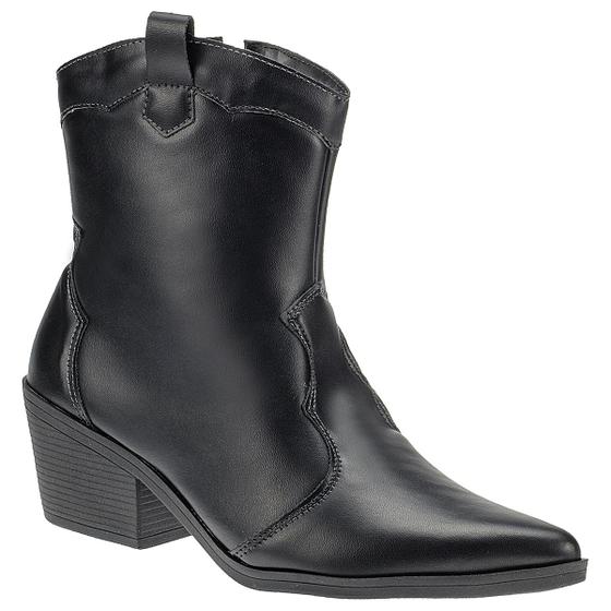 Imagem de Bota Texana Feminino Coturno Cano Curto Country Bico Fino Preto