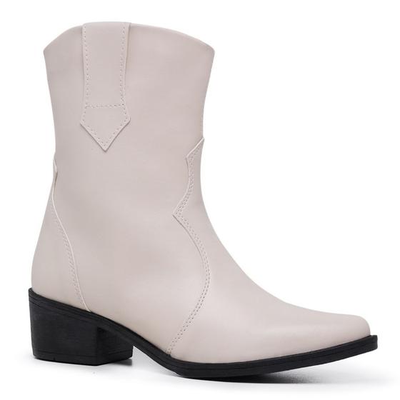 Imagem de Bota Texana Feminino Zíper Cano Médio Moda Country Bico Fino Confortável