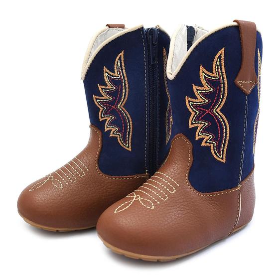 Imagem de Bota Texana Infantil Bili Bilu Couro Floater Wisky e Nobuck Azul 1404