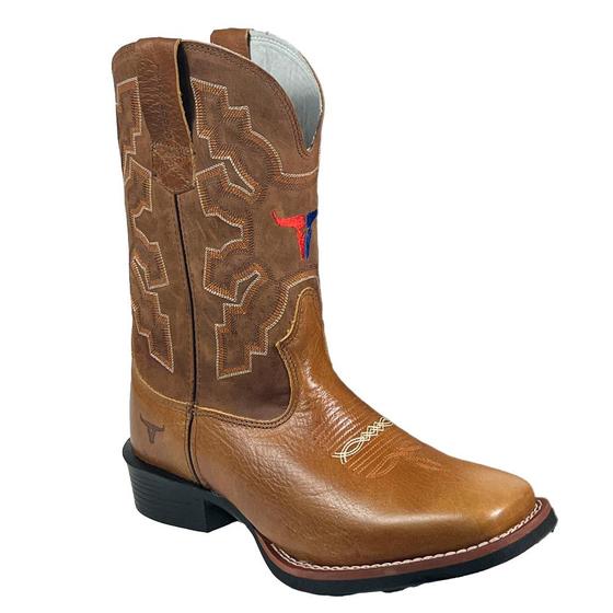 Imagem de Bota Texana Masculina Bico Quadrado Marrom Claro Texas Rodeo