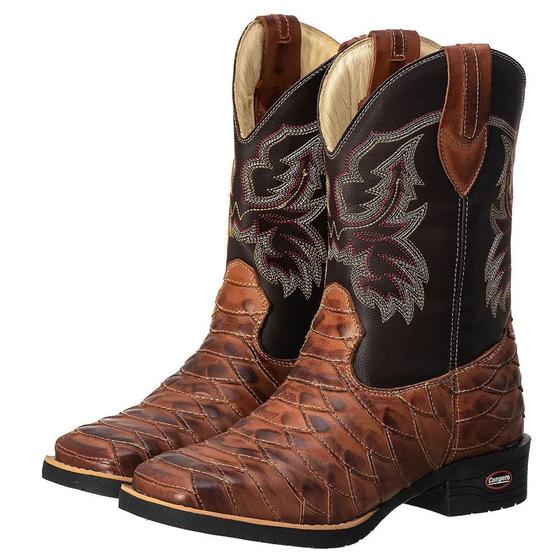 Bota Texana Masculina Couro Escamada Cano Alto Cowboy Menor preço em Bota Texana Masculina Couro Escamada Cano Alto Cowboy