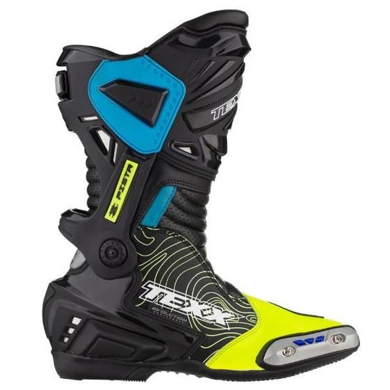 Imagem de Bota Texx Pista Speed Moto Esportiva Couro Preto Azul