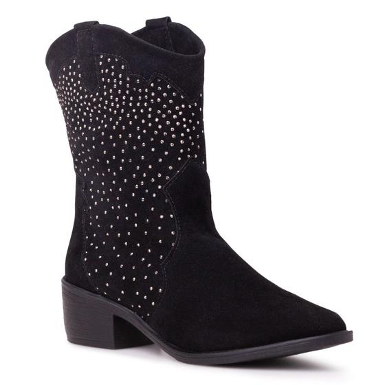 Imagem de Bota Western Texana Feminino Moda Country Detalhe Rebites Confortável Sola Borracha