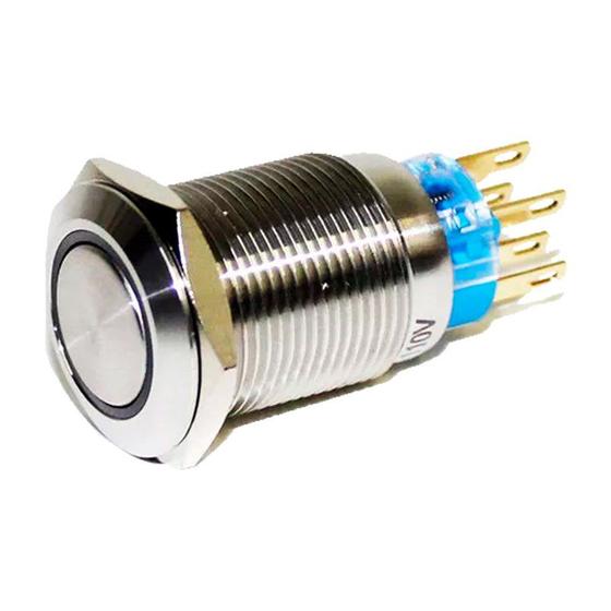 Imagem de Botão Antivandalismo Iluminado 19mm 2Rev 220VCA Alternado Luz Branca Metaltex