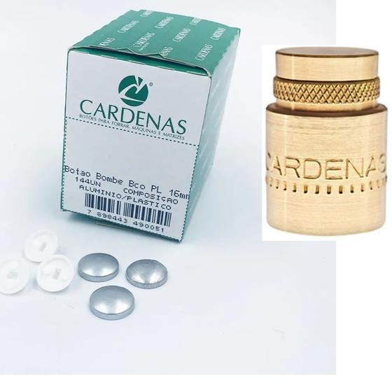 Imagem de Botão Bombê Branco 16 Mm Caixa Com 144 Unidades + Matriz Cardenas