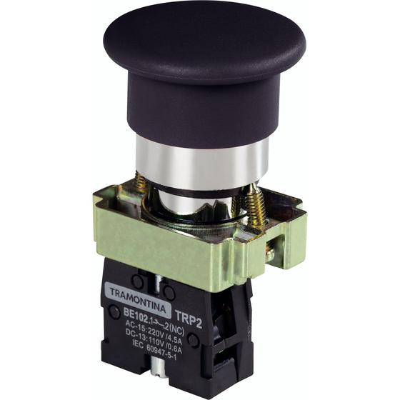 Imagem de Botão Cogumelo Tramontina TRP2-BC22 1NF Preto com Base de Metal