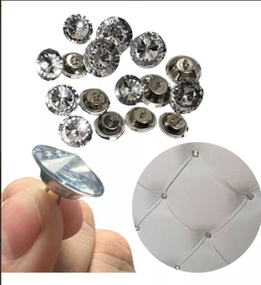 Imagem de Botão Cristal Strass 18mm De Luxo Para Estofado Pct 150un