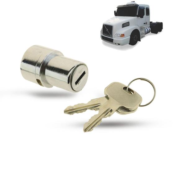 Imagem de Botão da Maçaneta Com Clilindro e Chave da Porta Motorista Caminhões Volvo 1980 até 2000