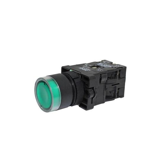 Imagem de Botão De Comando 22Mm Iluminado 220V Verde P20Ig - Metaltex