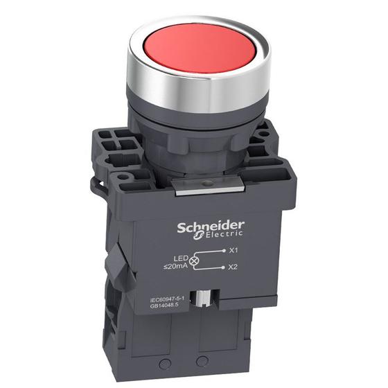 Imagem de Botão de Impulsão Iluminado 22mm 1NA XA2EW34M1 Vermelho Schneider