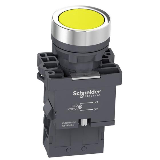 Imagem de Botão de Impulsão Iluminado 22mm 1NA XA2EW35M1 Amarelo Schneider