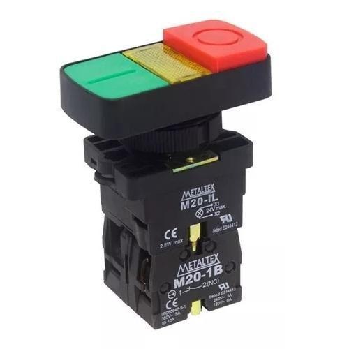 Imagem de Botão Duplo 22Mm Amarelo 1Na+1Nf P20Idl-Y7-1C Metaltex
