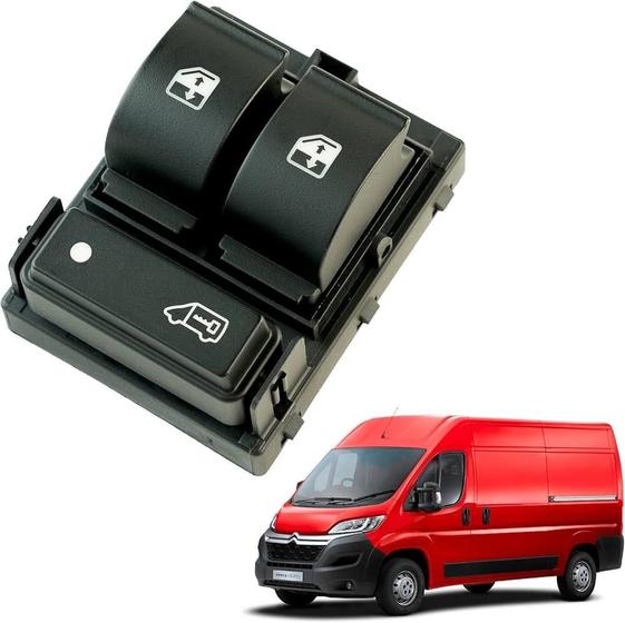 Imagem de Botão Duplo Comando do Vidro Elétrico com Trava - Ducato, Boxer e Jumper