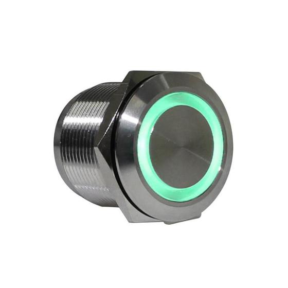 Imagem de Botão Inox 22Mm 220V Led Verde Momentâneo Av22I - Metaltex