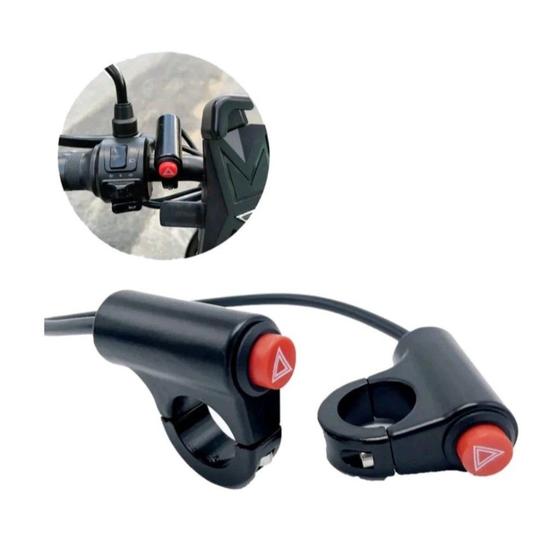 Imagem de Botão Interruptor do Pisca Alerta Com Suporte Guidão Universal Para Moto Envio Já