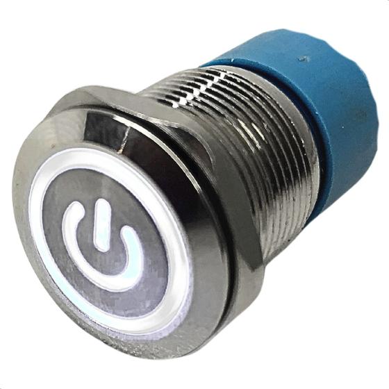 Botão Led Inox 12V 19MM 3A Liga Desliga Onn Off Power Start com Trava ...