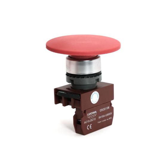 Imagem de Botão lk6 cogumelo 60 pulsante vermelho sem retenção 1nf - circuito painel partida direta acionadora pulsante