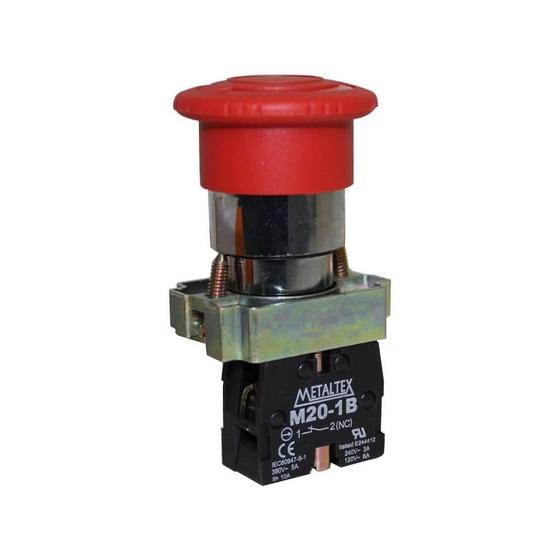 Imagem de Botão Metálico Cogumelo 40Mm Vermelho M20Ak Metaltex