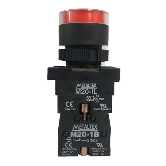 Botão Plano Iluminado Vermelho 1NA+1NF P20IGR-R-1C Metaltex - Disjuntor ...
