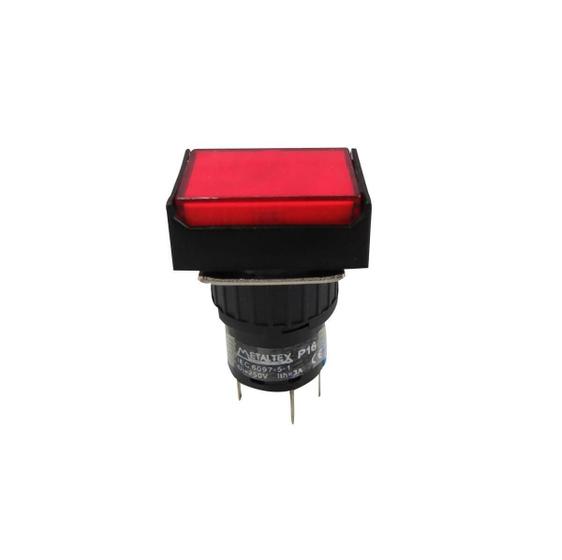 Imagem de Botão Plástico Iluminado 16mm Vermelho 220V - P16-BL2-R1