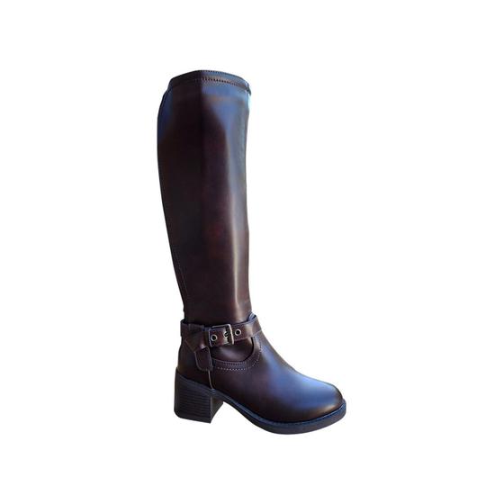 Imagem de Botas Buccaneer de couro PU para mulheres casuais marrons - 7133