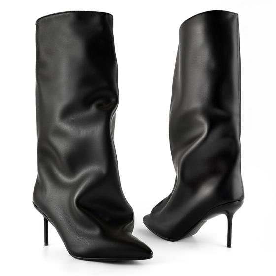 Imagem de Botas de cano alto Lunhonk Shark femininas com salto agulha e bico fino