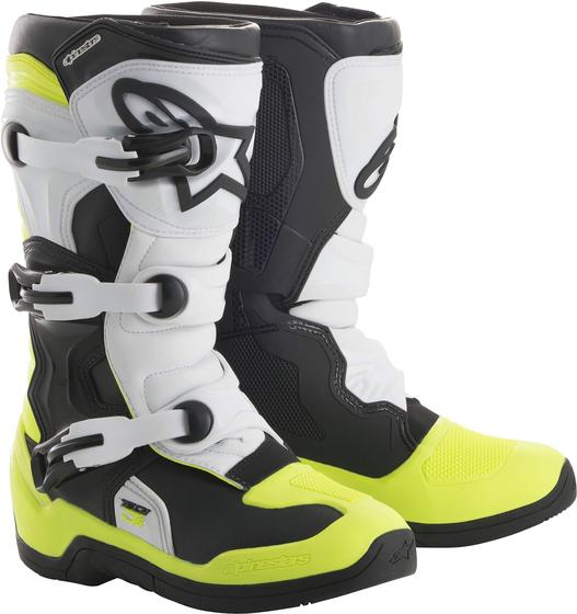 Imagem de Botas de Motocicleta Alpinestars Tech 3S - Preto/Branco/Amarelo - Tamanho 05