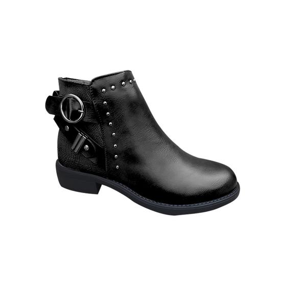 Imagem de Botas de tornozelo femininas de couro PU, casuais, outono, inverno, pretas