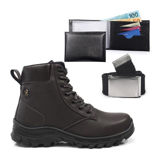 Imagem de Botas Masculinas Trilha Com Carteira e Cinto Coturno Estilo Adventure Confortável Leve Dia A Dia