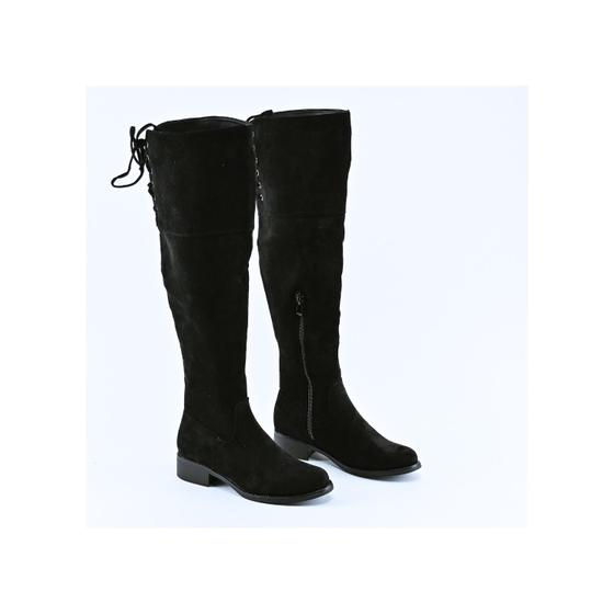 Imagem de Botas pretas Buccaneer para mulheres, couro de camurça, salto de 5 cm