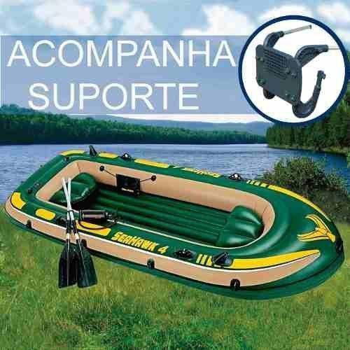 Imagem de Bote Inflável Intex Seahawk 4 Pessoas 400 Remo Suporte Motor