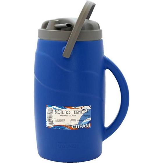 Botijão Térmico 2 Litros Gufani Azul Menor preço em Botijão Térmico 2 Litros Gufani Azul
