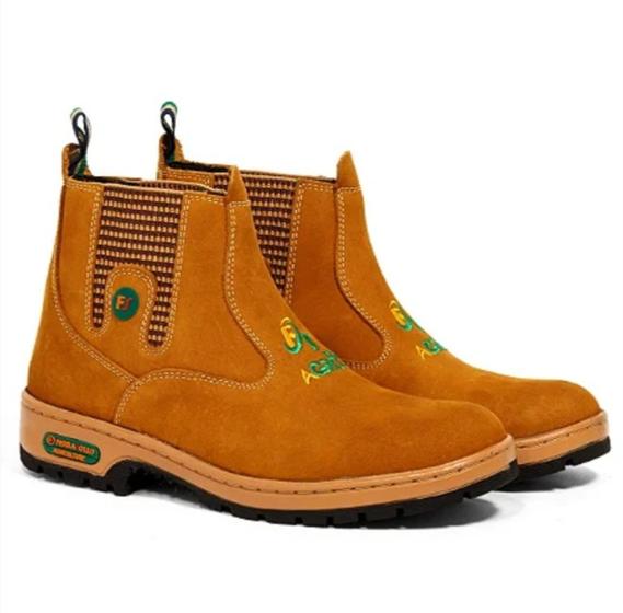 Botina Bota Rural Agro Masculino Couro Nobuck Amarelo Solado Costurado ...