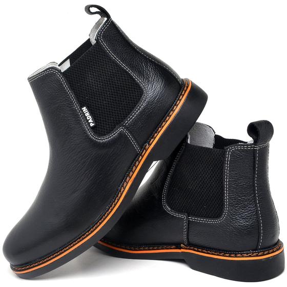 Imagem de Botina Classica Chelsea Masculina Sola Borracha Tradicional Couro Bota Resistente Casual Ref BT025