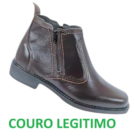 Imagem de botina Com ziper fecho Bota Cor Marrom Cano Curto Medio Solado Costurado Estilo Sapato Social 2235