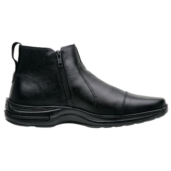 Imagem de Botina Couro Bota Masculina Cano Médio Tradicional Zíper Confortável