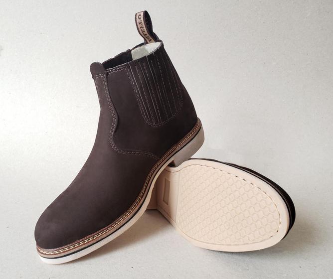 Botina de Couro Bota Country Bico Redondo Café - Vittelo Boots - Outros ...