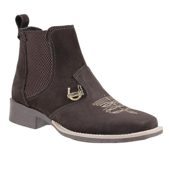 Imagem de Botina Feminina Bico Quadrado Marrom Urbana Boots 24159